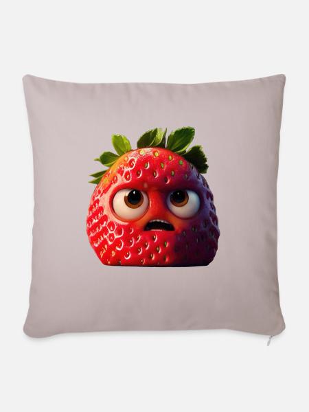 Grumpy Strawberry - Sofakissen mit Füllung 45 x 45 cm - helles Taupe