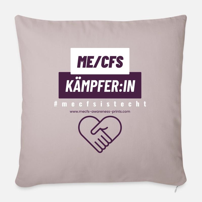 COMBATTANT 💪 ME/CFS - aubergine II 💜 - Coussin et housse de 45 x 45 cm - taupe clair