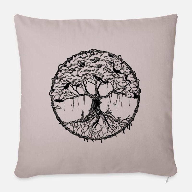 Baum - Sofakissen mit Füllung 45 x 45 cm - helles Taupe