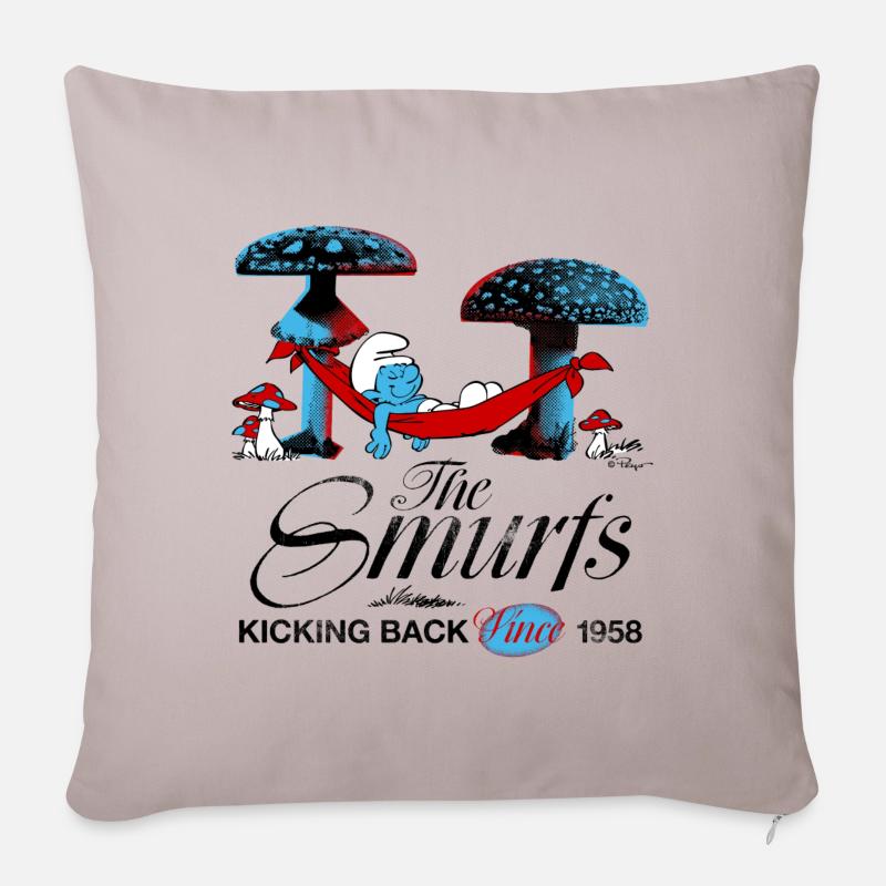 Schtroumpfs Design Rétro Avec Schtroumpf Endormi - Coussin et housse de 45 x 45 cm - taupe clair