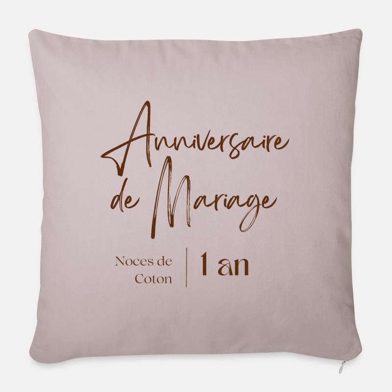 Anniversaire de mariage noce de coton 1 ans - Coussin et housse de 45 x 45 cm - taupe clair
