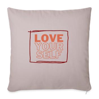 LOVE YOURSELF - Sofakissen mit Füllung 45 x 45 cm - helles Taupe - Vorne