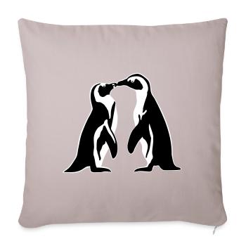 Penguin - Couple, Love - Sofa pillow with filling 45cm x 45cm - light taupe - Front
