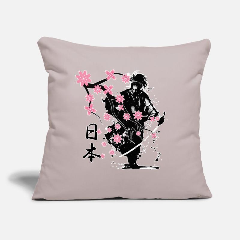 Samurai Krieger Sakura Blumenstil Sofakissen mit Füllung 45 x 45 cm