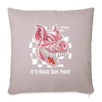 Always Ready for Race, Checkered Flag Pig - Sofa pillow with filling 45cm x 45cm - light taupe - Front