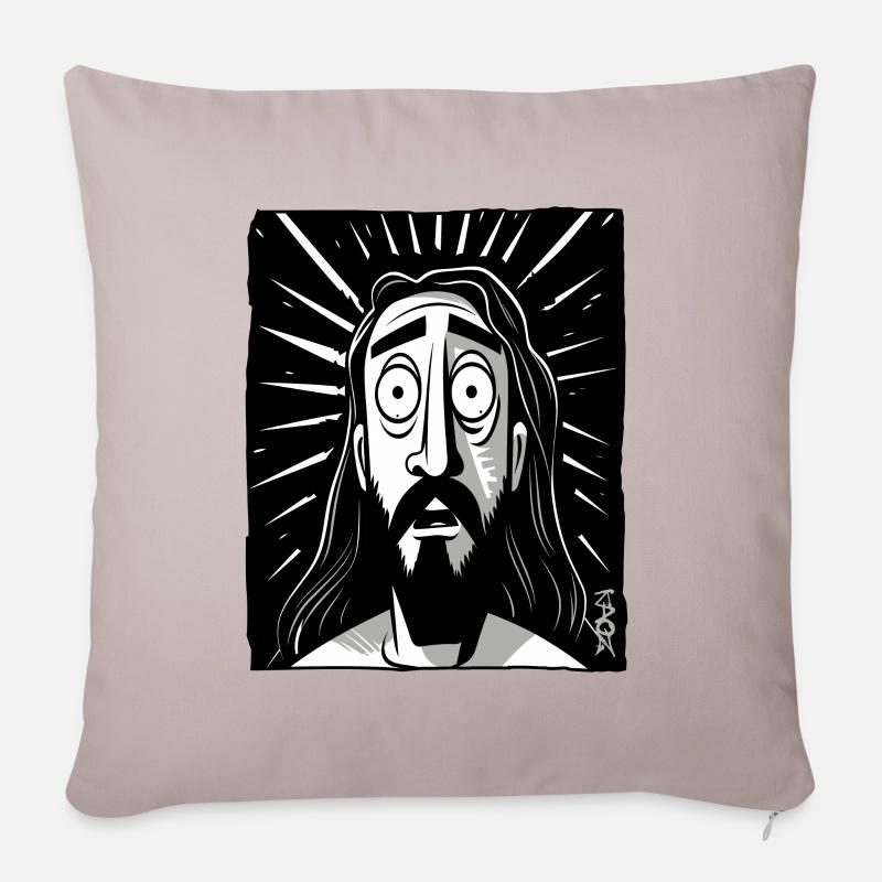 Cartoon Jesus Mann - Sofakissen mit Füllung 45 x 45 cm - helles Taupe