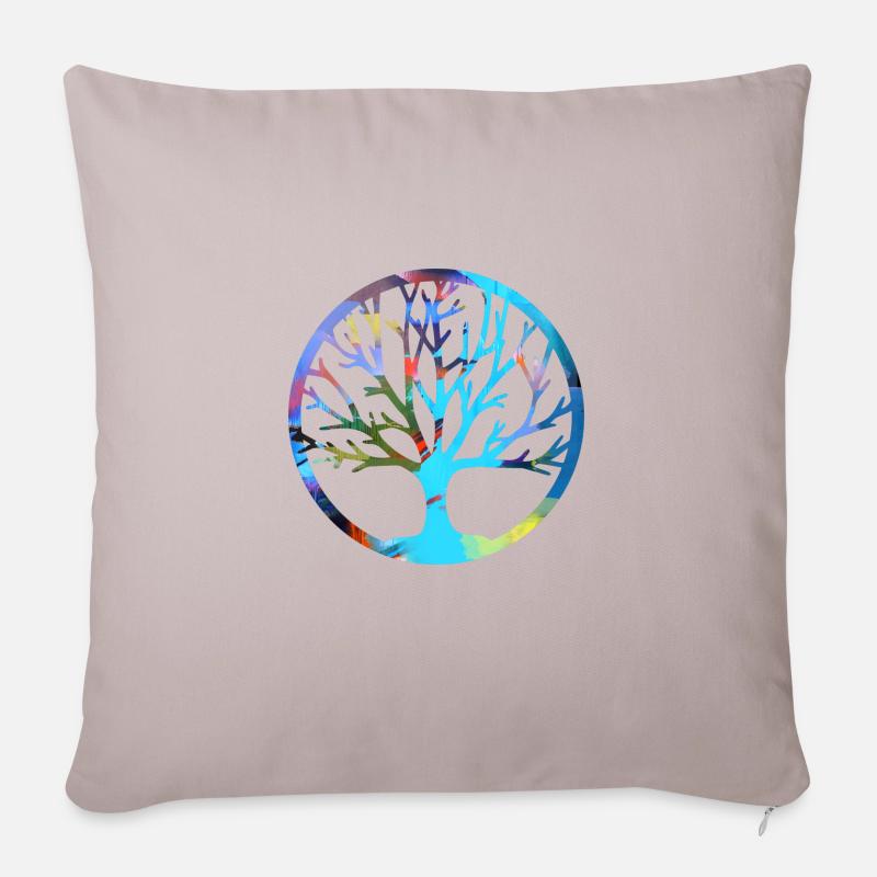 Arbre de vie,Arbre de vie,Graffiti,Peinture - Coussin et housse de 45 x 45 cm - taupe clair
