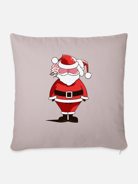 Crazy Weihnachtsmann - Sofakissen mit Füllung 45 x 45 cm - helles Taupe