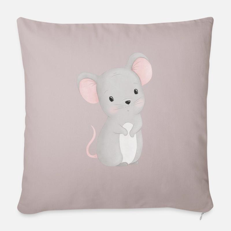 Souris - Coussin et housse de 45 x 45 cm - taupe clair