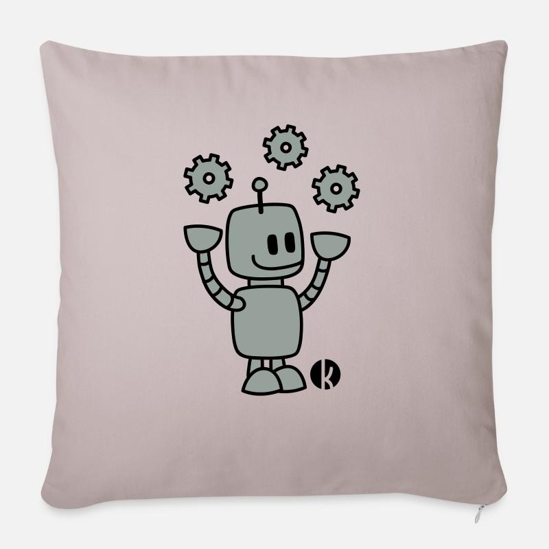 Happy Robot (2c) - Coussin et housse de 45 x 45 cm - taupe clair