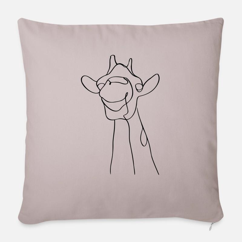 Minimalistisches Giraffendesign - Sofakissen mit Füllung 45 x 45 cm - helles Taupe
