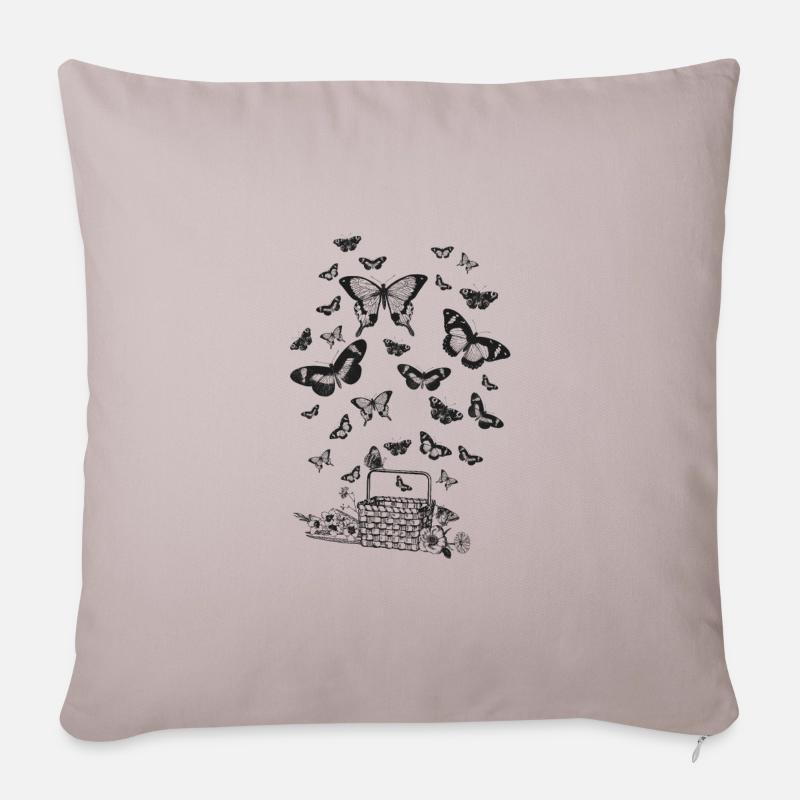 Papillons d'un panier - Coussin et housse de 45 x 45 cm - taupe clair
