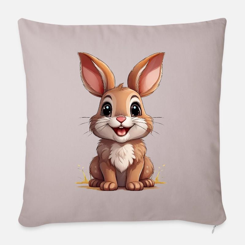 Kaninchen oder Osterhase - Sofakissen mit Füllung 45 x 45 cm - helles Taupe
