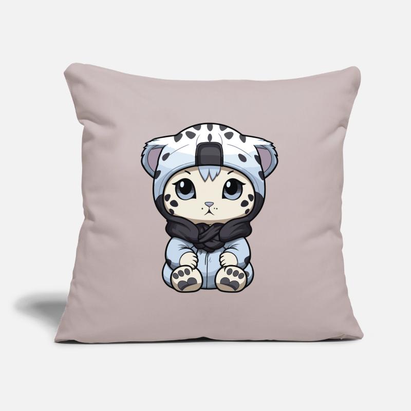 Snow leopard winter leopard comic Sofa pillow with filling 45cm x 45cm