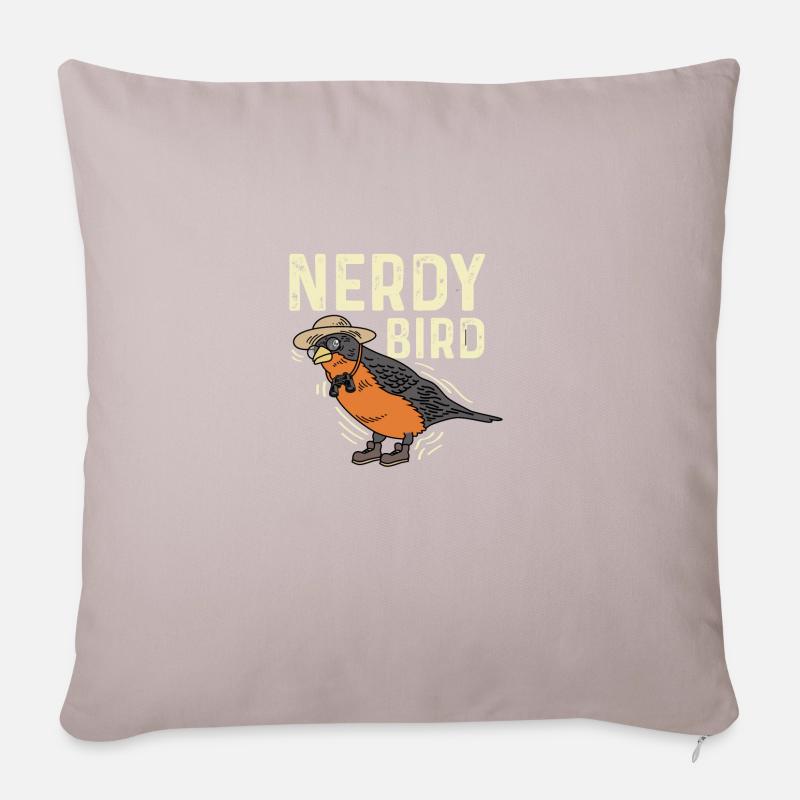 Nerdiger Vogel Smart und Nerd Geschenk - Sofakissen mit Füllung 45 x 45 cm - helles Taupe