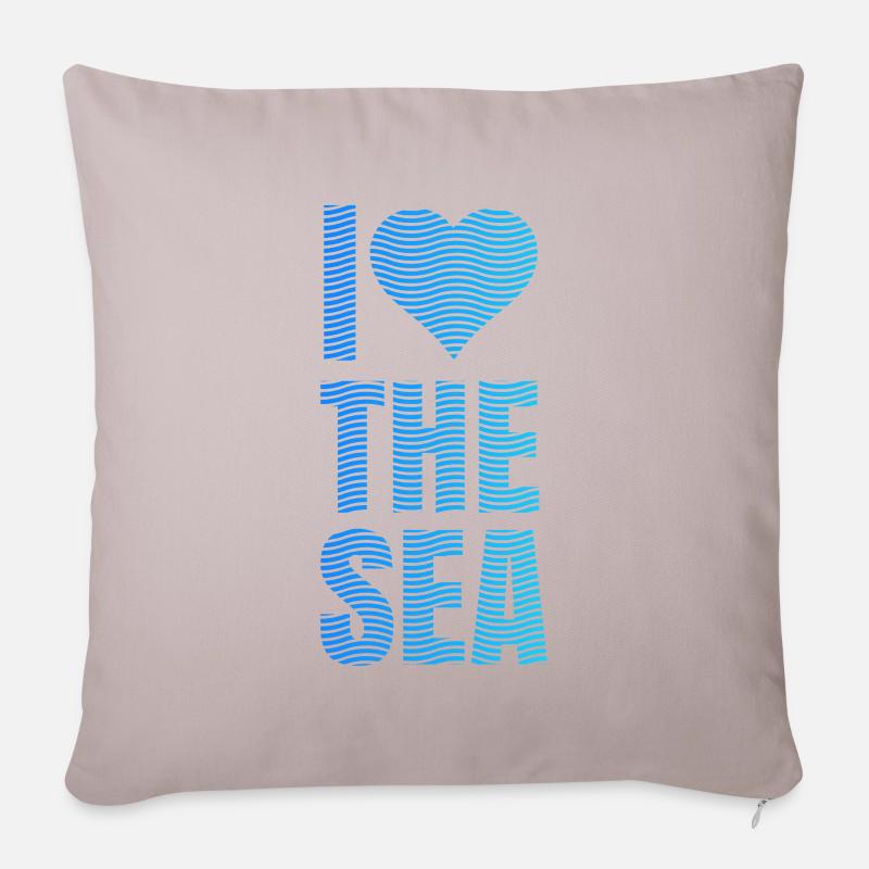 J’adore les vagues de la mer - Coussin et housse de 45 x 45 cm - taupe clair