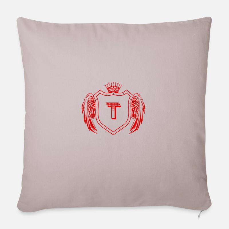 T Buchstabe Wappen - Sofakissen mit Füllung 45 x 45 cm - helles Taupe