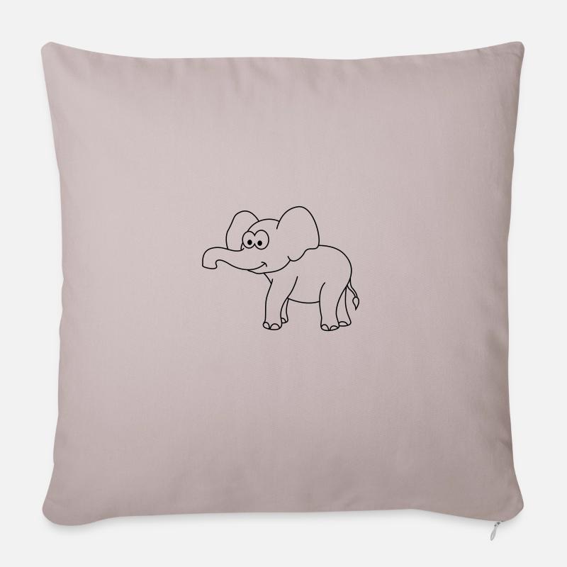 Elefant Comic - Sofakissen mit Füllung 45 x 45 cm - helles Taupe