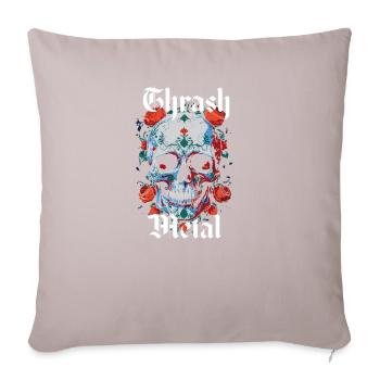 Design Thrash Metal avec crâne et roses. - Coussin et housse de 45 x 45 cm - taupe clair - Devant