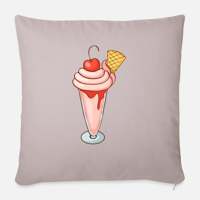 Eis Speiseeis Eiskrem Eiscreme Kugeleis Eisbecher - Sofakissen mit Füllung 45 x 45 cm - helles Taupe