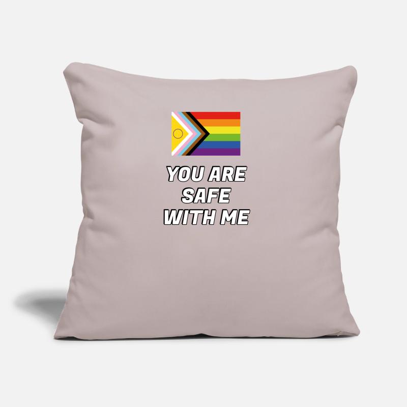 Espace sûr pour le drapeau de progrès de la fierté inclusive Coussin et housse de 45 x 45 cm