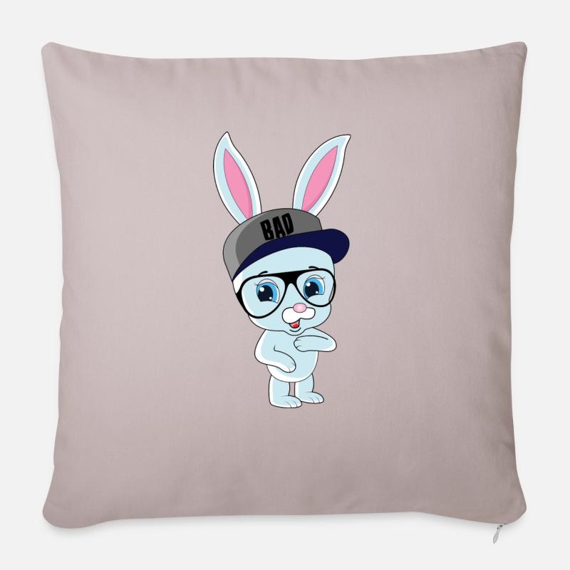 Lapin cool avec capuchon et lunettes - Coussin et housse de 45 x 45 cm - taupe clair