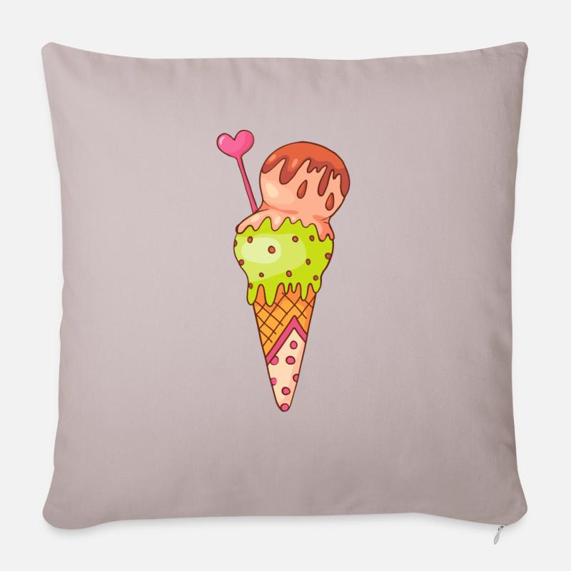 Crème glacée, crème glacée, crème glacée, crème glacée, boule, crème glacée, sundae - Coussin et housse de 45 x 45 cm - taupe clair