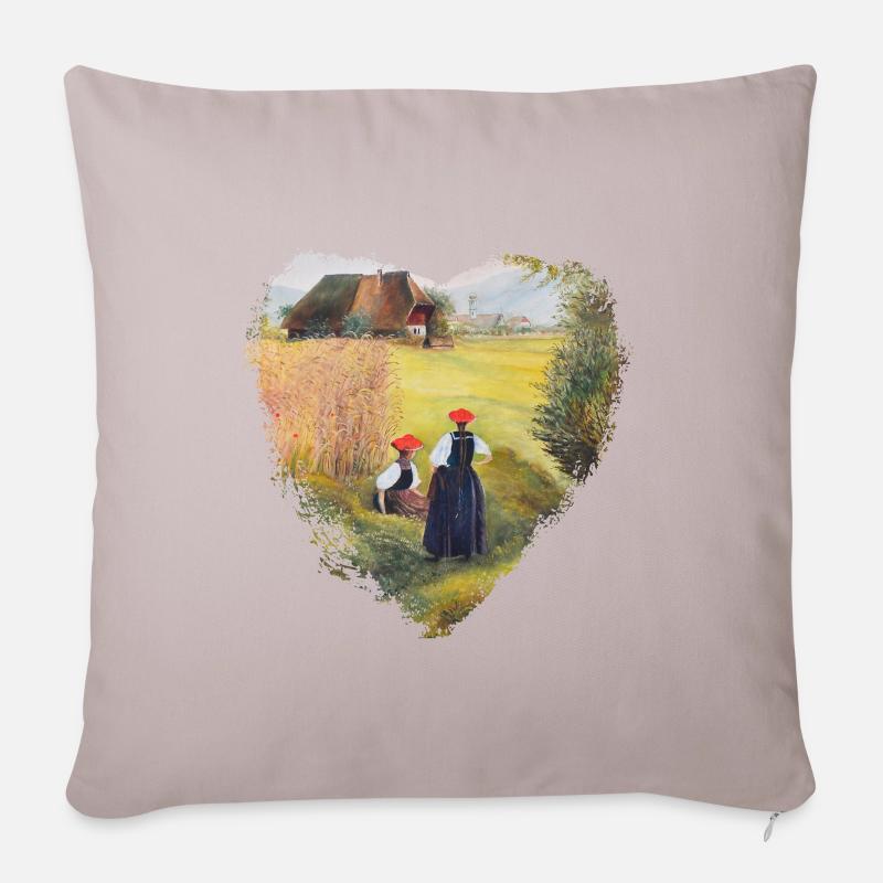 Des filles de la Forêt-Noire avec Bollenhut - Coussin et housse de 45 x 45 cm - taupe clair