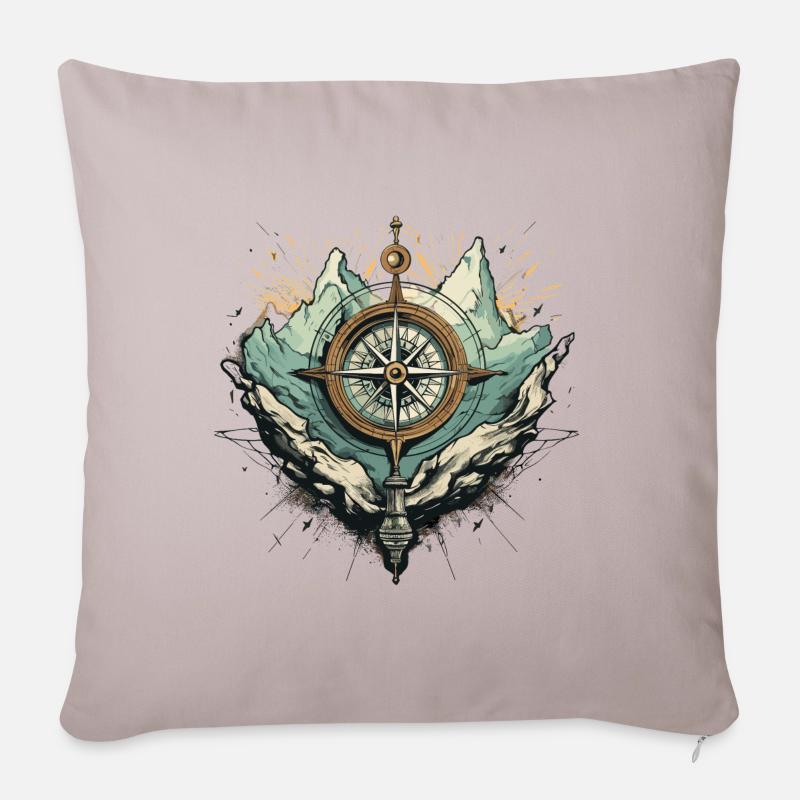 Compass Mountains Rocks - Sofa pillow with filling 45cm x 45cm - light taupe