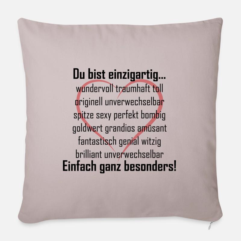 Du bist einzigartig mit Herz - Sofakissen mit Füllung 45 x 45 cm - helles Taupe