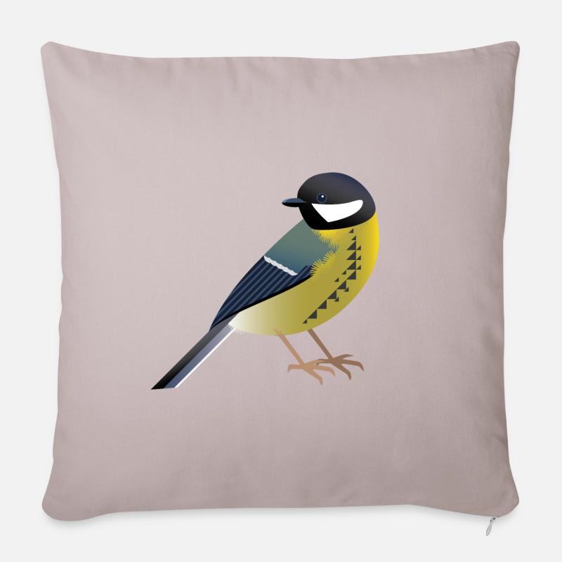 Kohlmeise Vogel Grafik / Design / Illustration - Sofakissen mit Füllung 45 x 45 cm - helles Taupe