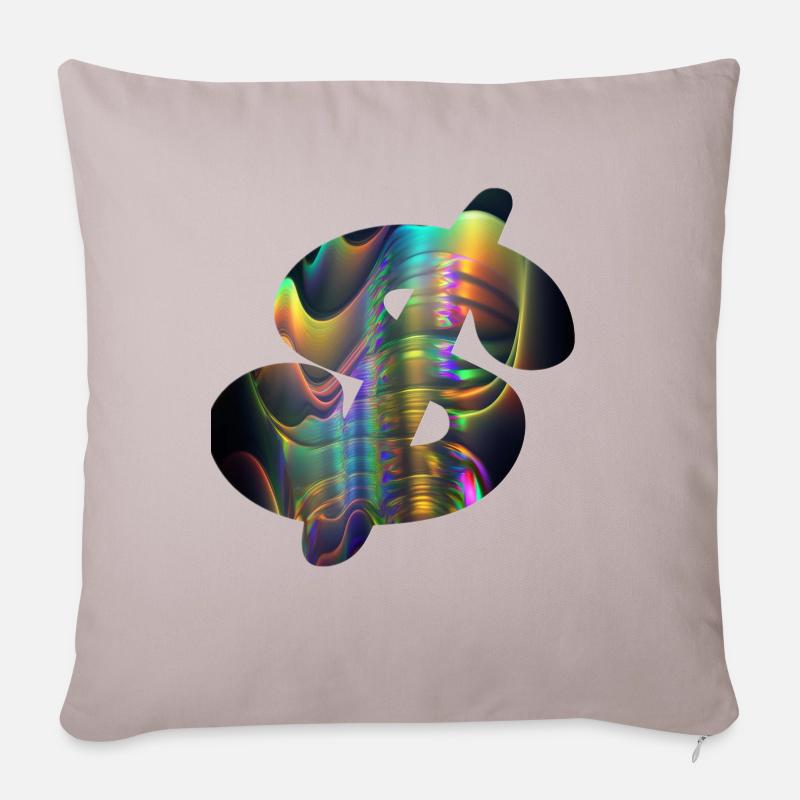 "Psychédélic Dollar$" - Coussin et housse de 45 x 45 cm - taupe clair