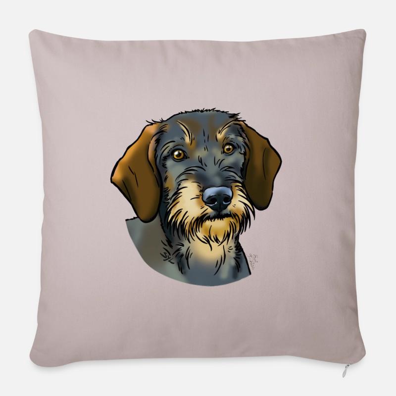 Wirehaired dachshund (without text) light textiles - Sofa pillow with filling 45cm x 45cm - light taupe