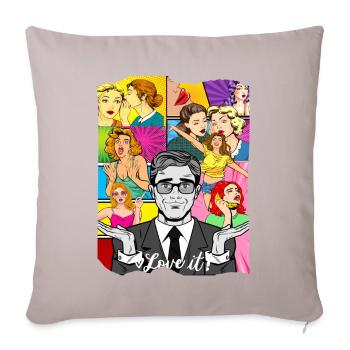 Lebenscomics für Mann und Frau - Sofakissen mit Füllung 45 x 45 cm - helles Taupe - Vorne