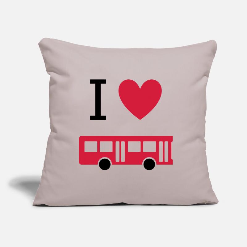 ★ Couleurs de conception modifiables ★ J'aime les bus Coussin et housse de 45 x 45 cm