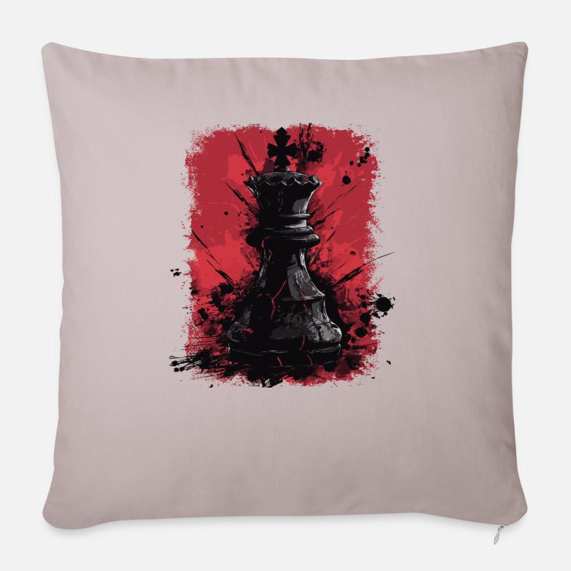 Pièce d’échecs roi - Coussin et housse de 45 x 45 cm - taupe clair