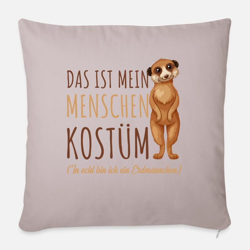 Erdmännchen - Sofakissen mit Füllung 45 x 45 cm - helles Taupe