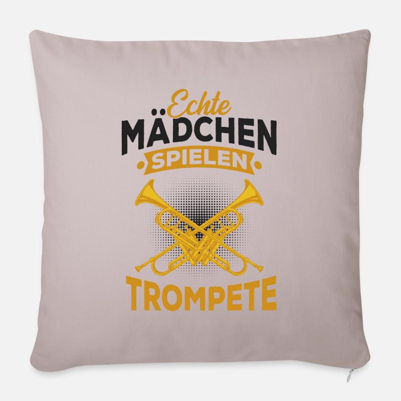 Trompete - Sofakissen mit Füllung 45 x 45 cm - helles Taupe