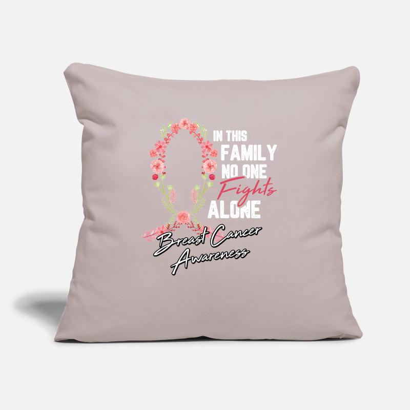 Cadeau de chimio de combat de fleur de ruban de cancer du sein Coussin et housse de 45 x 45 cm