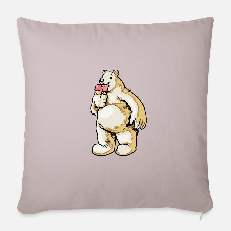 Comic Eisbär genießt Eistüte - Sofakissen mit Füllung 45 x 45 cm - helles Taupe