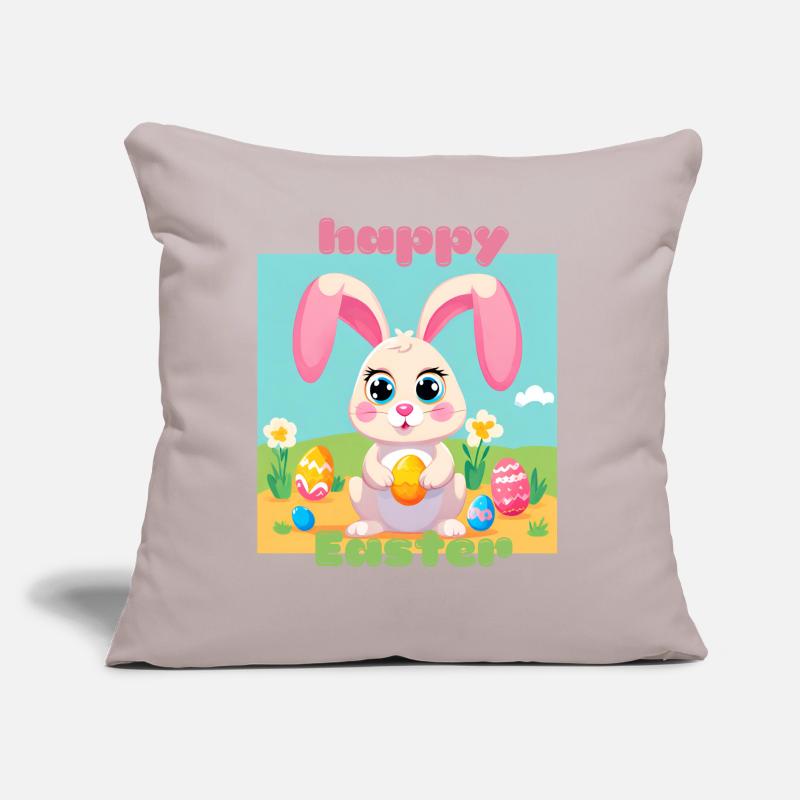 Cute Easter Bunny - Happy Easter with Eggs Kawaii Sofa pillow with filling 45cm x 45cm