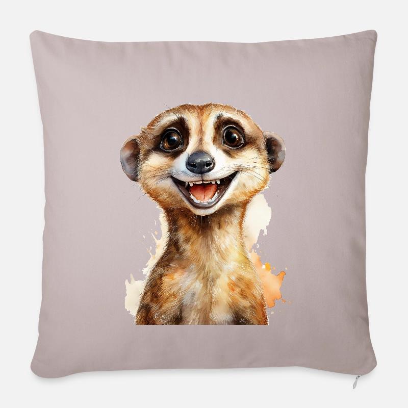 Erdmännchen - Sofakissen mit Füllung 45 x 45 cm - helles Taupe