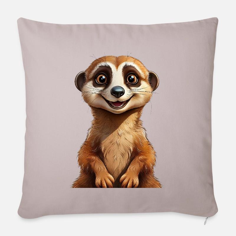 Erdmännchen - Sofakissen mit Füllung 45 x 45 cm - helles Taupe