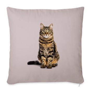 Getigerte Katze – Wild, charmant & voll Charakter - Sofakissen mit Füllung 45 x 45 cm - helles Taupe - Vorne
