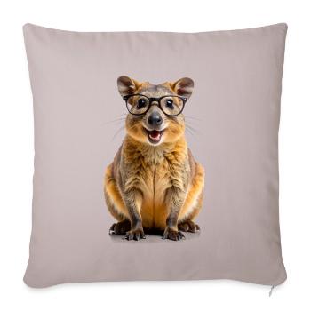 Quokka Cutie with Glasses – Clever to fall in love with! - Sofa pillow with filling 45cm x 45cm - light taupe - Front