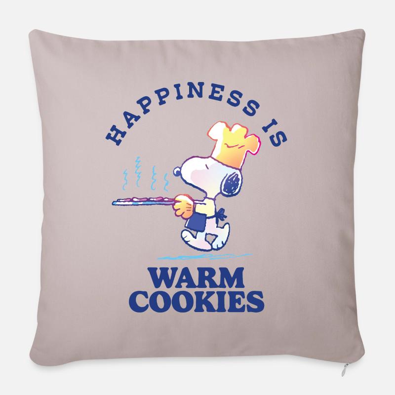 Peanuts Design Le Bonheur C’est Des Cookies Chauds - Coussin et housse de 45 x 45 cm - taupe clair