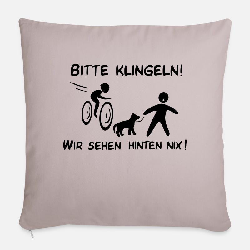 Bitte klingeln! Radfahrer-Hund - Sofakissen mit Füllung 45 x 45 cm - helles Taupe