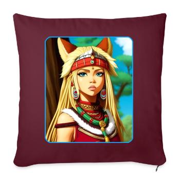 Cooles Anime Manga Girl Comic Style - Sofakissen mit Füllung 45 x 45 cm - Burgunderrot - Vorne