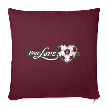 „True Love“ Fußball-Herz grün - Sofakissen mit Füllung 45 x 45 cm - Burgunderrot - Vorne