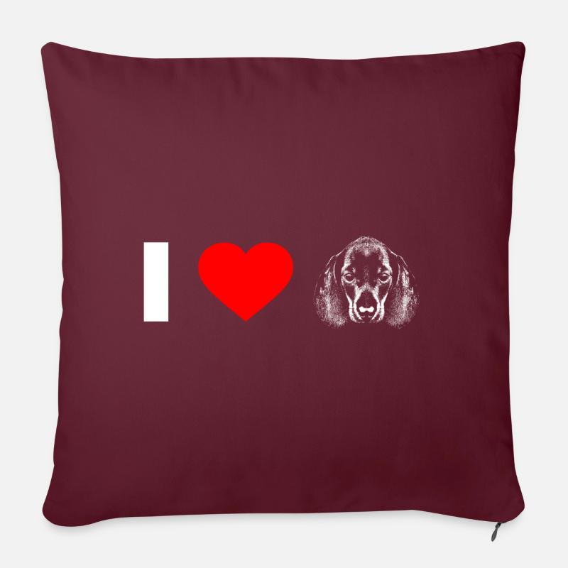 Amour teckel - Coussin et housse de 45 x 45 cm - bordeaux